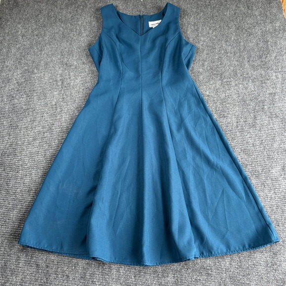 Anthony Richards Dresses & Skirts - Anthony Richards Womens 8P Teal Blue V-Neck Sleeveless Fit Flare A-Line Dress